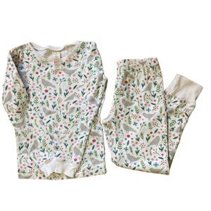 Boden (mini) Girl's Pajama Set LS Long Pants Cotton Knit Doves & Flower, size 9Y